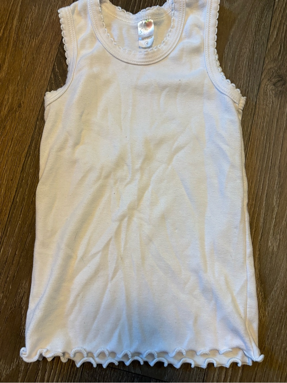 Girls White Scalloped Tank Top